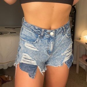 high waisted jean shorts